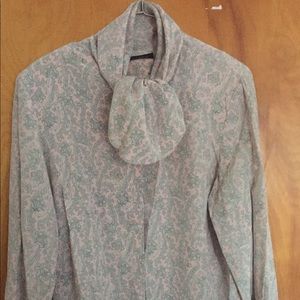 Alcott paisley button down long sleeve silk blouse